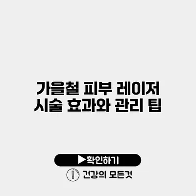 가을철 피부 레이저 시술 효과와 관리 팁