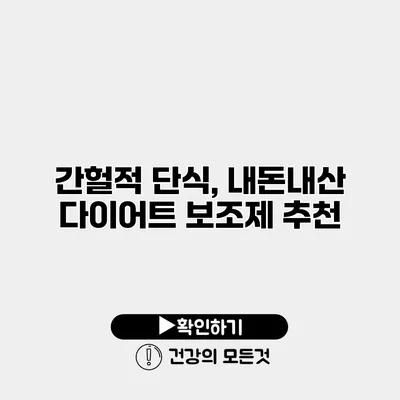 간헐적 단식, 내돈내산 다이어트 보조제 추천