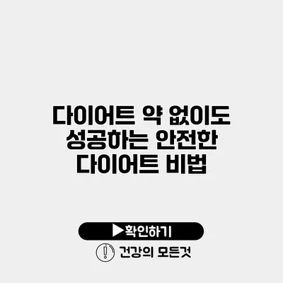 다이어트 약 없이도 성공하는 안전한 다이어트 비법