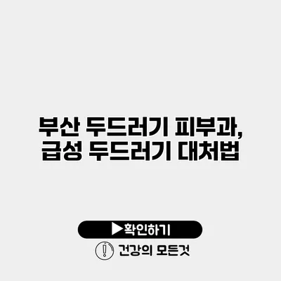 부산 두드러기 피부과, 급성 두드러기 대처법