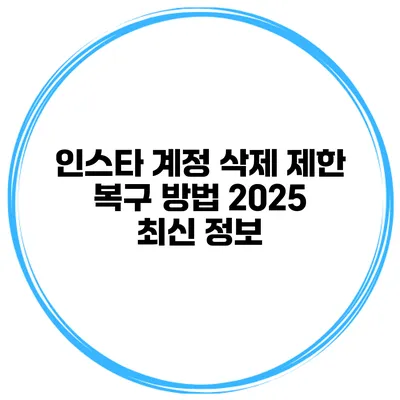 인스타 계정 삭제 제한 복구 방법 2025 최신 정보