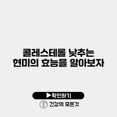 콜레스테롤 낮추는 현미의 효능을 알아보자