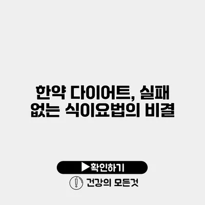 한약 다이어트, 실패 없는 식이요법의 비결