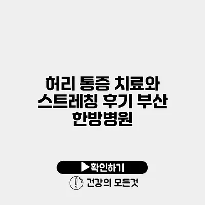 허리 통증 치료와 스트레칭 후기 부산 한방병원
