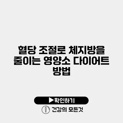 혈당 조절로 체지방을 줄이는 영양소 다이어트 방법
