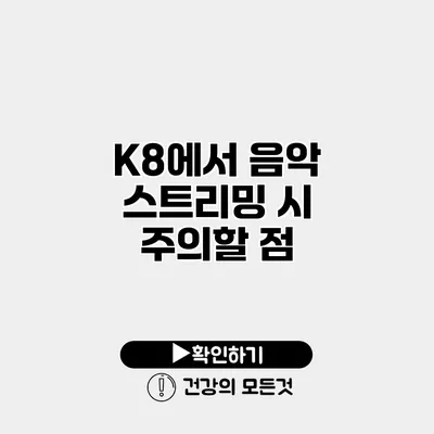K8에서 음악 스트리밍 시 주의할 점