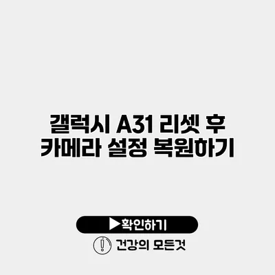 갤럭시 A31 리셋 후 카메라 설정 복원하기