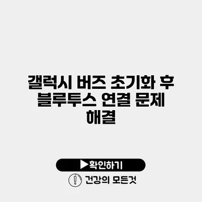 갤럭시 버즈 초기화 후 블루투스 연결 문제 해결