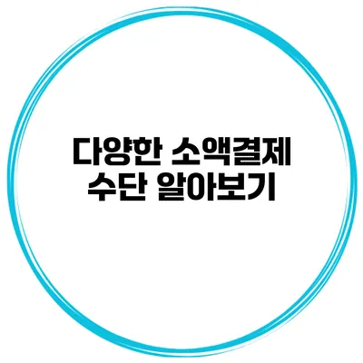 다양한 소액결제 수단 알아보기