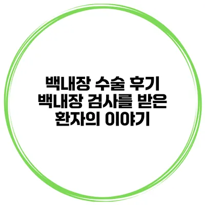 백내장 수술 후기 백내장 검사를 받은 환자의 이야기