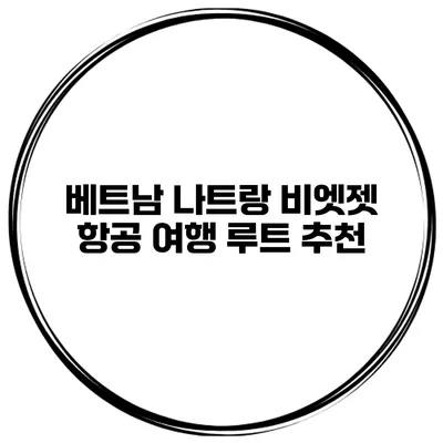 베트남 나트랑 비엣젯 항공 여행 루트 추천