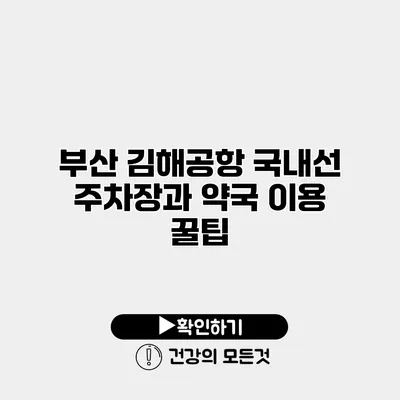 부산 김해공항 국내선 주차장과 약국 이용 꿀팁