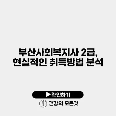 부산사회복지사 2급, 현실적인 취득방법 분석