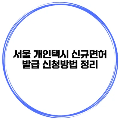 서울 개인택시 신규면허 발급 신청방법 정리