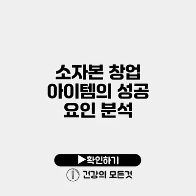 소자본 창업 아이템의 성공 요인 분석