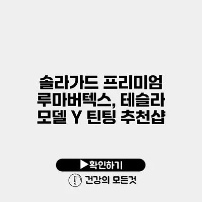 솔라가드 프리미엄 루마버텍스, 테슬라 모델 Y 틴팅 추천샵