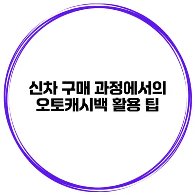 신차 구매 과정에서의 오토캐시백 활용 팁