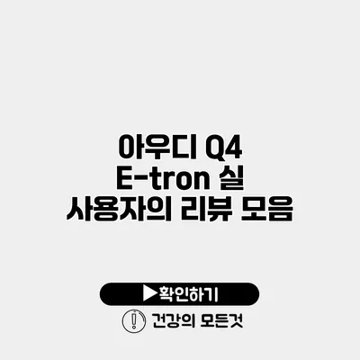 아우디 Q4 E-tron 실 사용자의 리뷰 모음