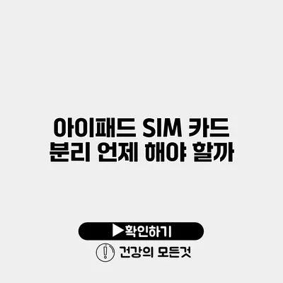 아이패드 SIM 카드 분리 언제 해야 할까?