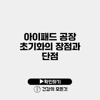 아이패드 공장 초기화의 장점과 단점