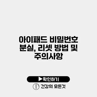 아이패드 비밀번호 분실, 리셋 방법 및 주의사항