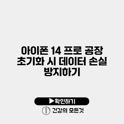 아이폰 14 프로 공장 초기화 시 데이터 손실 방지하기