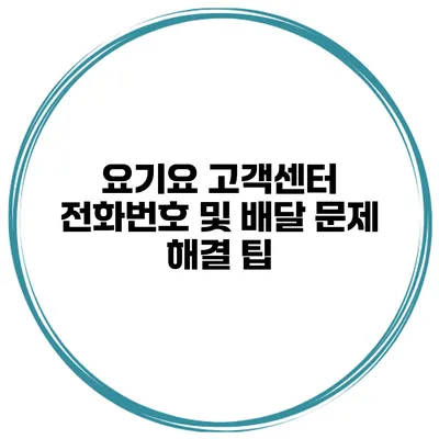 요기요 고객센터 전화번호 및 배달 문제 해결 팁