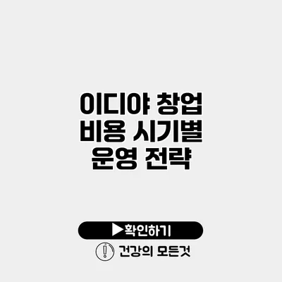 이디야 창업 비용 시기별 운영 전략