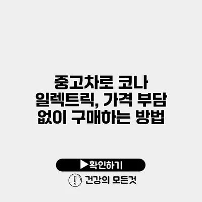 중고차로 코나 일렉트릭, 가격 부담 없이 구매하는 방법