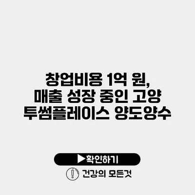 창업비용 1억 원, 매출 성장 중인 고양 투썸플레이스 양도양수