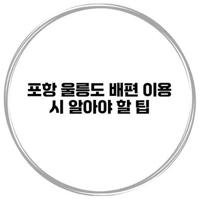 포항 울릉도 배편 이용 시 알아야 할 팁