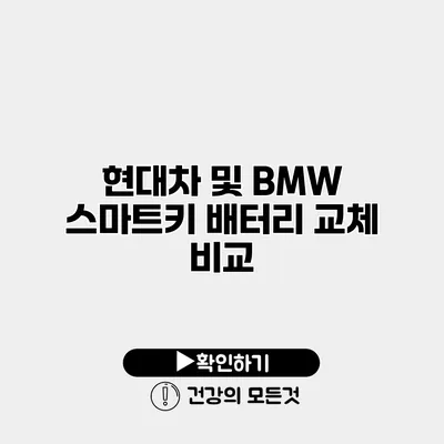 현대차 및 BMW 스마트키 배터리 교체 비교
